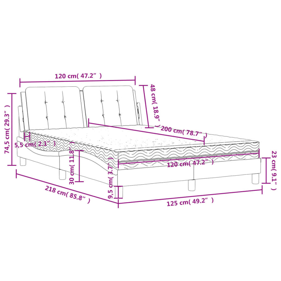 Bed met matras kunstleer bruin 120x200 cm
