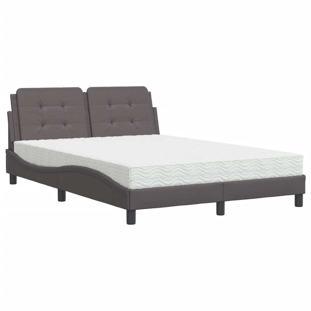 Bed met matras kunstleer grijs 120x200 cm