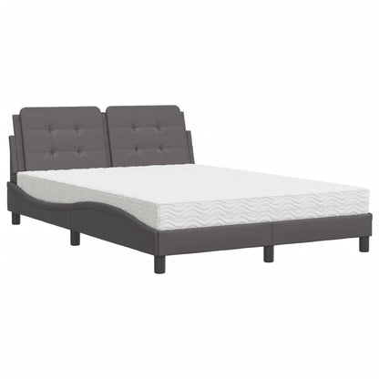 Bed met matras kunstleer grijs 120x200 cm