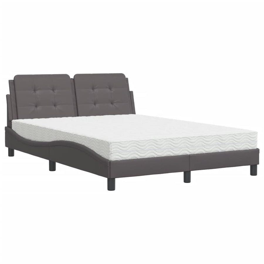 Bed met matras kunstleer grijs 120x200 cm