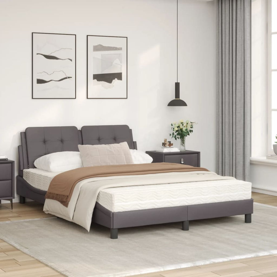 Bed met matras kunstleer grijs 120x200 cm