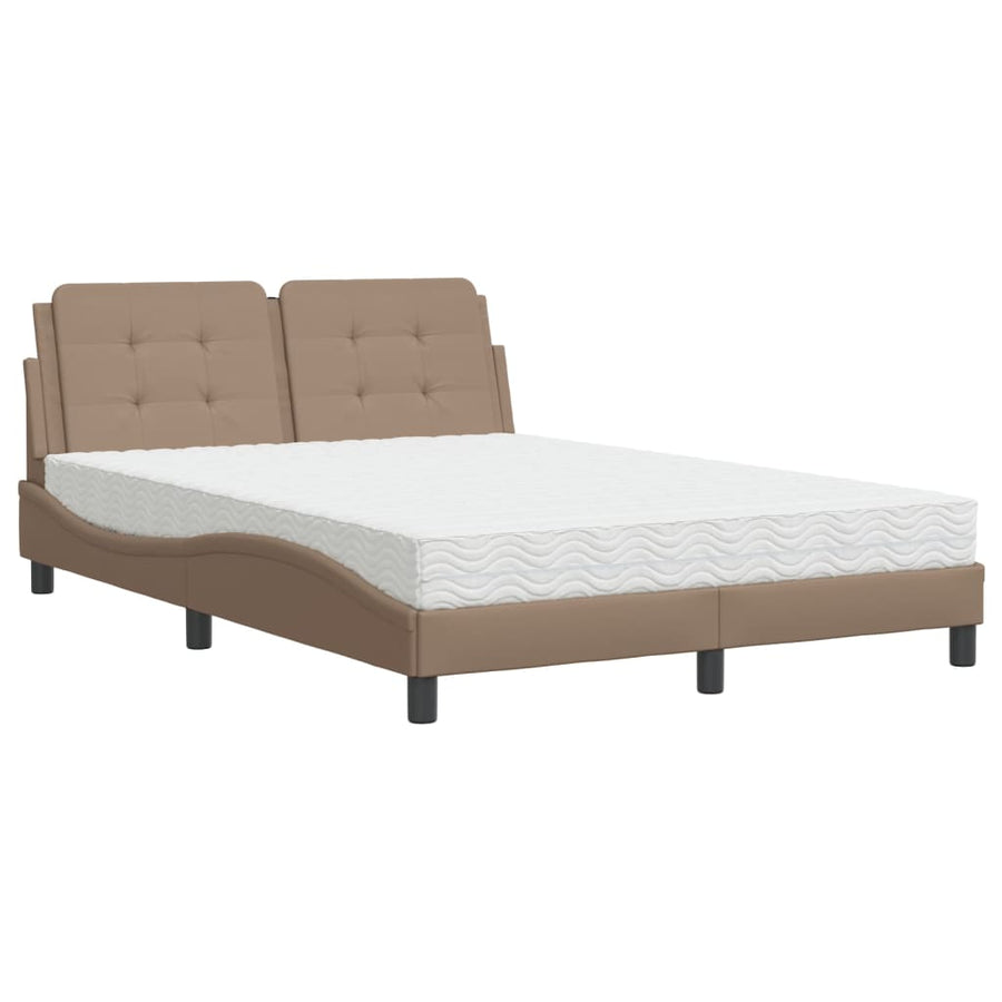 Bed met matras kunstleer cappuccinokleurig 120x200 cm