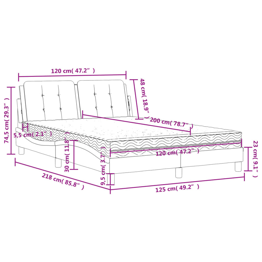 Bed met matras kunstleer cappuccinokleurig 120x200 cm