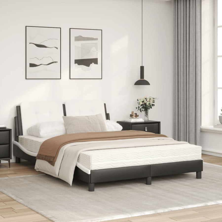 Bed met matras kunstleer zwart en wit 120x200 cm