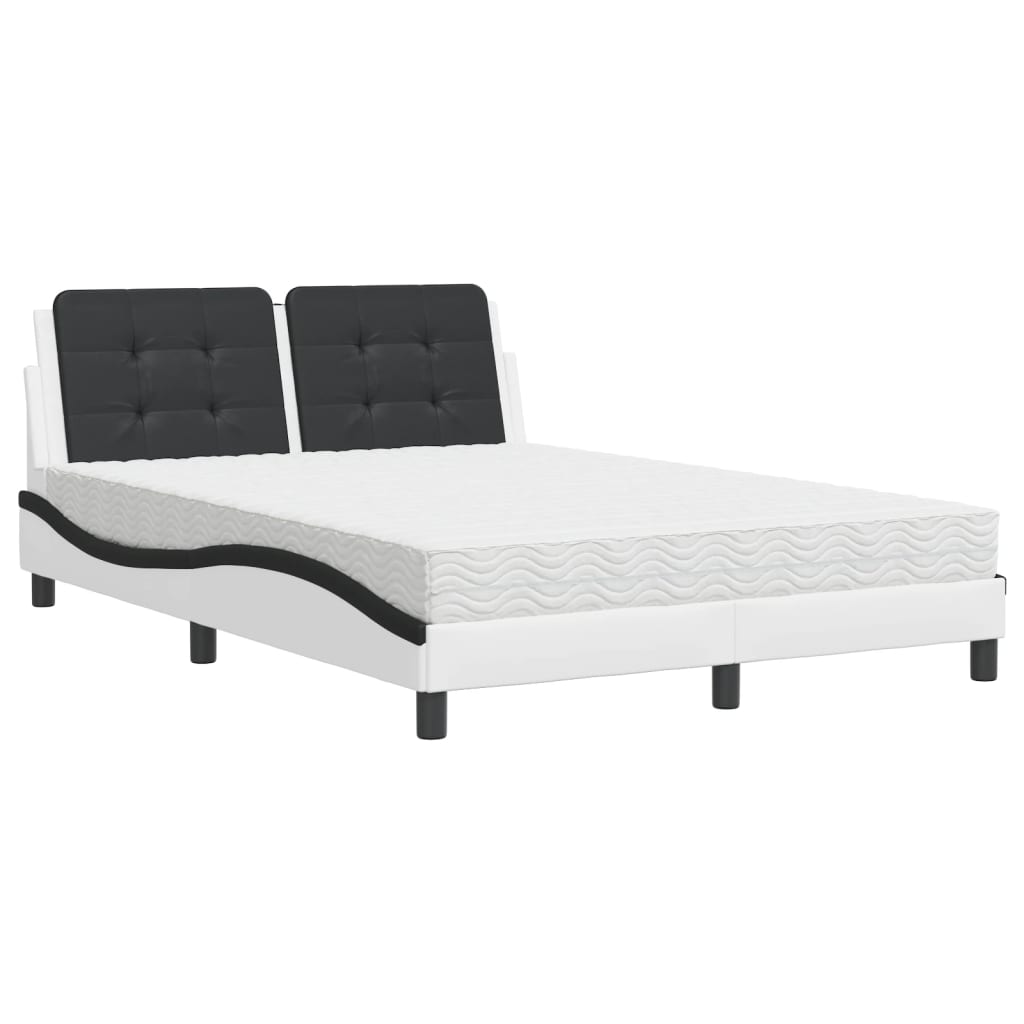 Bed met matras kunstleer zwart en wit 120x200 cm