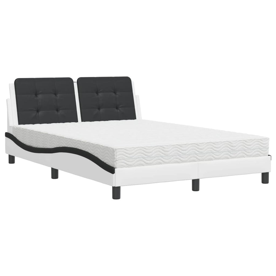 Bed met matras kunstleer zwart en wit 120x200 cm