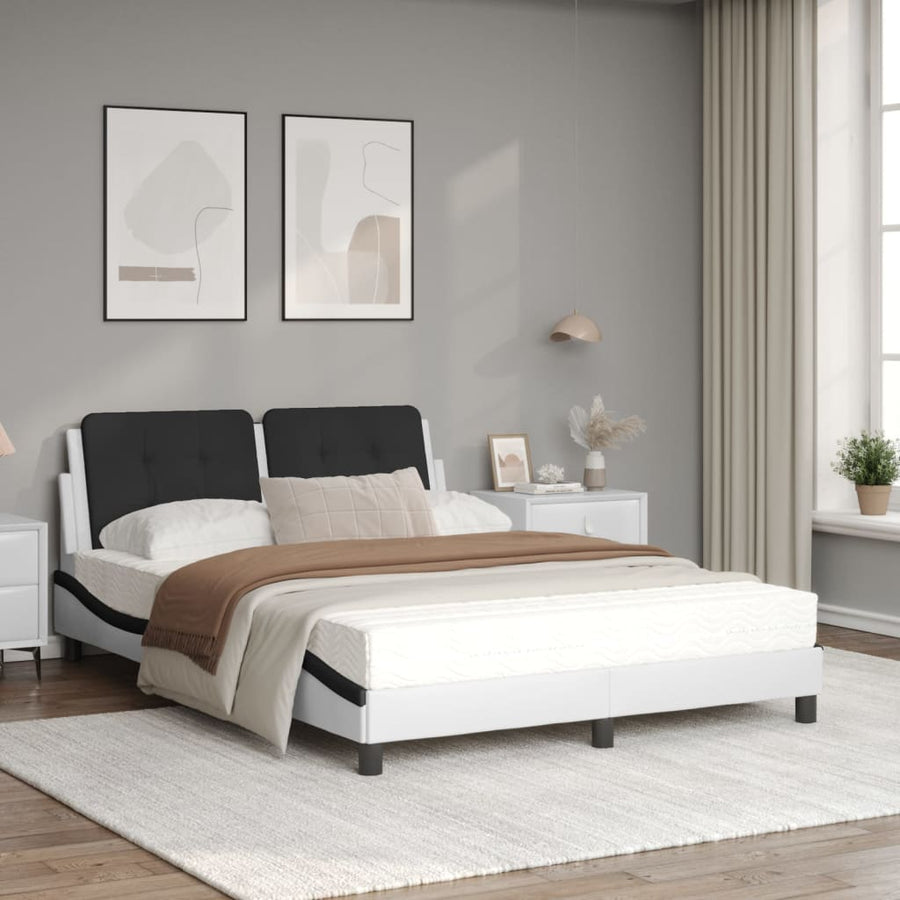 Bed met matras kunstleer zwart en wit 120x200 cm