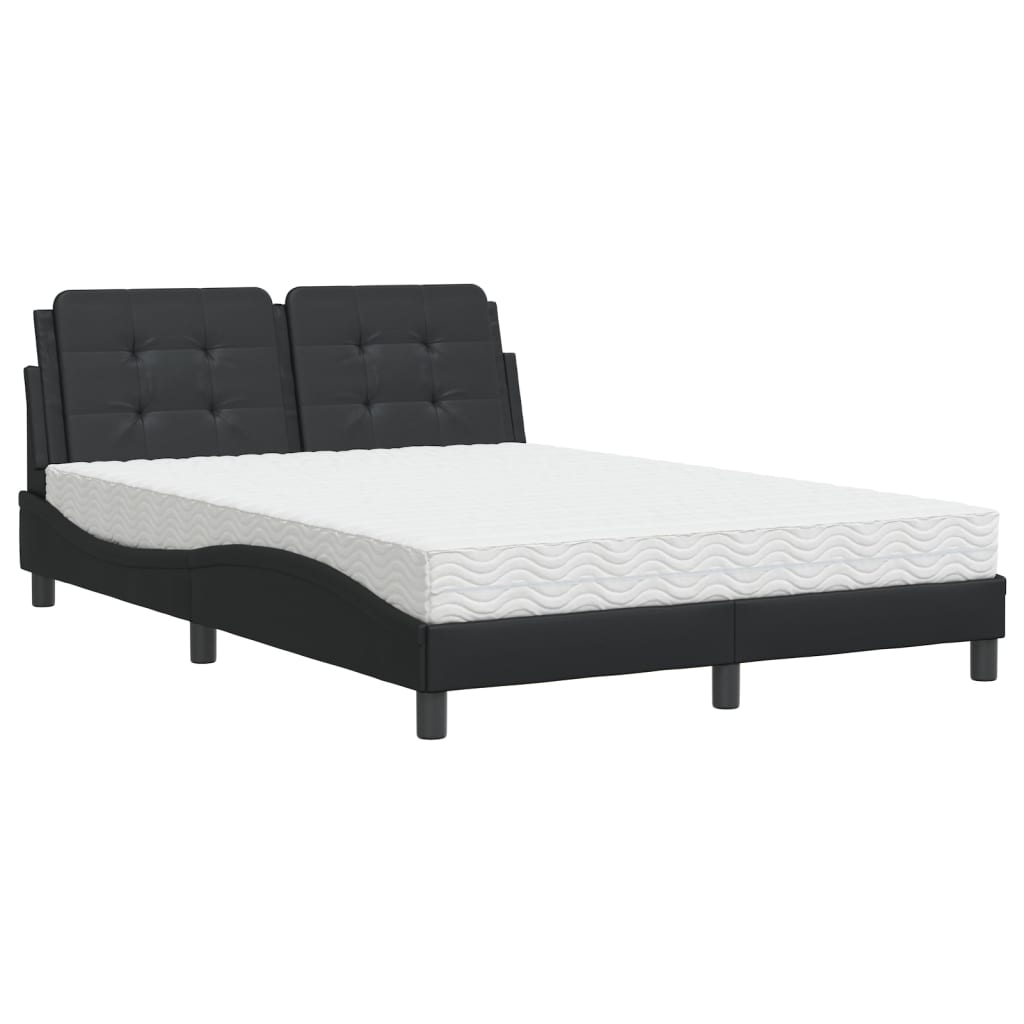 Bed met matras kunstleer zwart 140x190 cm