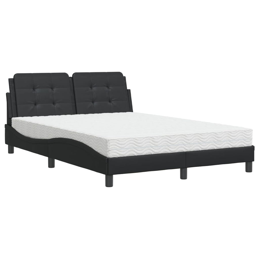 Bed met matras kunstleer zwart 140x190 cm