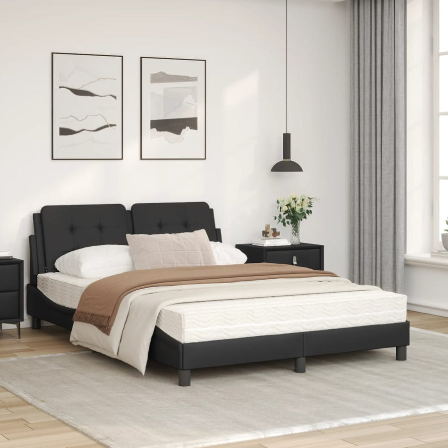Bed met matras kunstleer zwart 140x190 cm