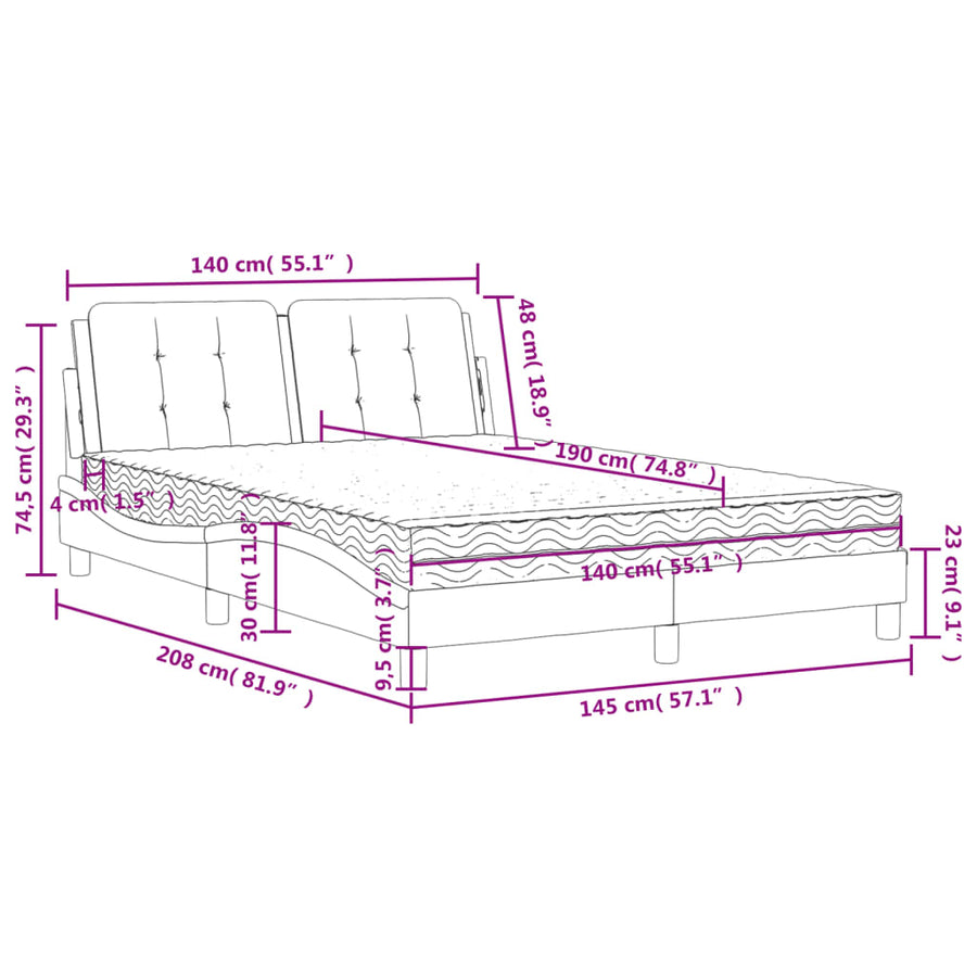 Bed met matras kunstleer zwart 140x190 cm