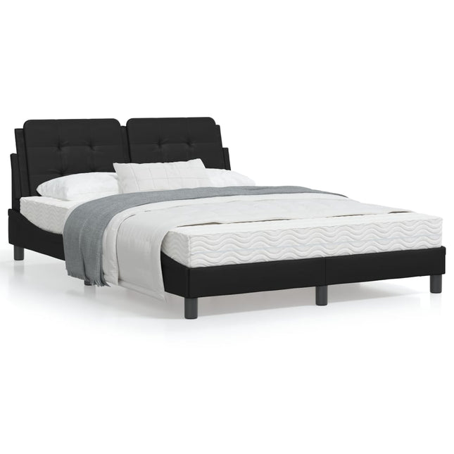 Bed met matras kunstleer zwart 140x190 cm