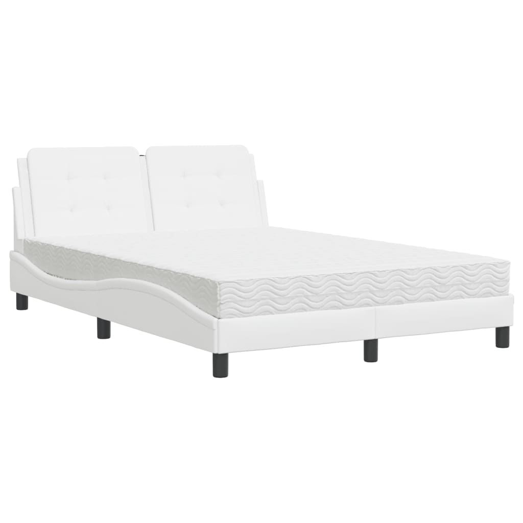 Bed met matras kunstleer wit 140x190 cm