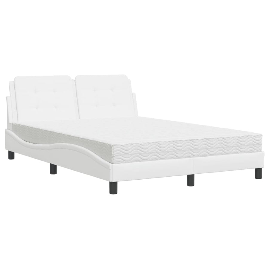 Bed met matras kunstleer wit 140x190 cm