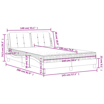 Bed met matras kunstleer wit 140x190 cm