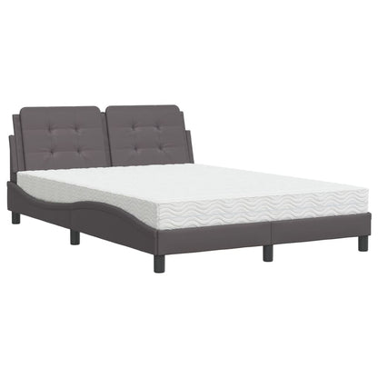 Bed met matras kunstleer grijs 140x190 cm