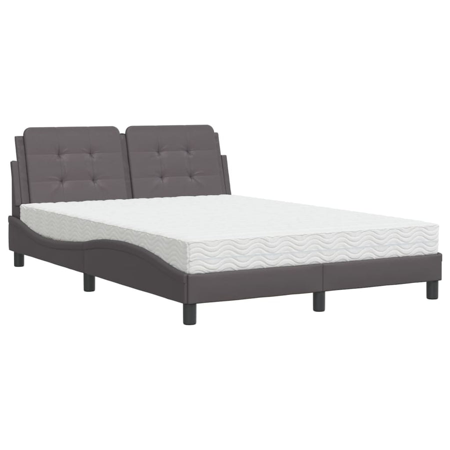 Bed met matras kunstleer grijs 140x190 cm