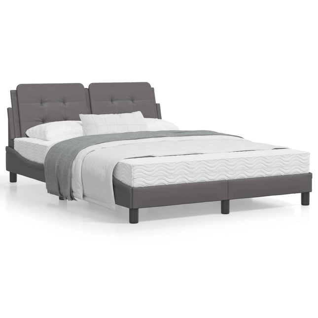 Bed met matras kunstleer grijs 140x190 cm