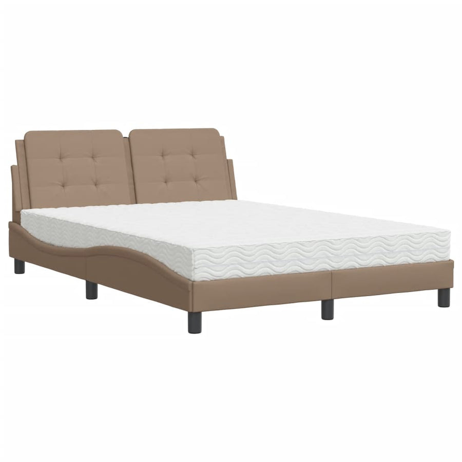 Bed met matras kunstleer cappuccinokleurig 140x190 cm