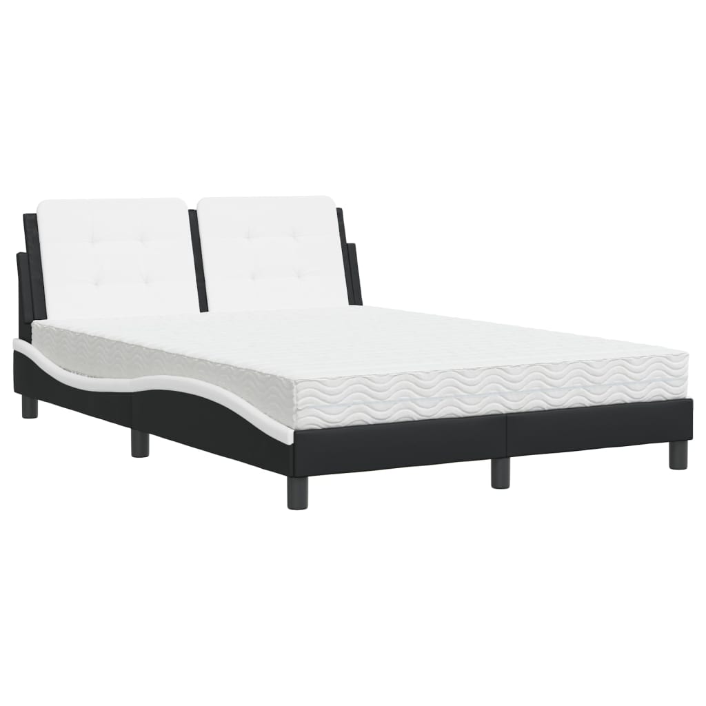 Bed met matras kunstleer zwart en wit 140x190 cm