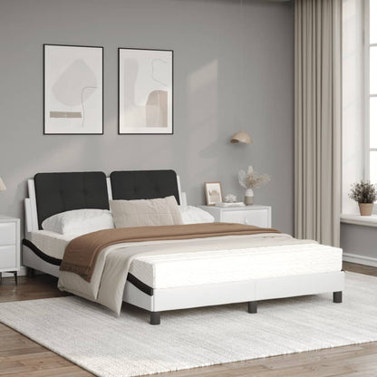 Bed met matras kunstleer wit en zwart 140x190 cm