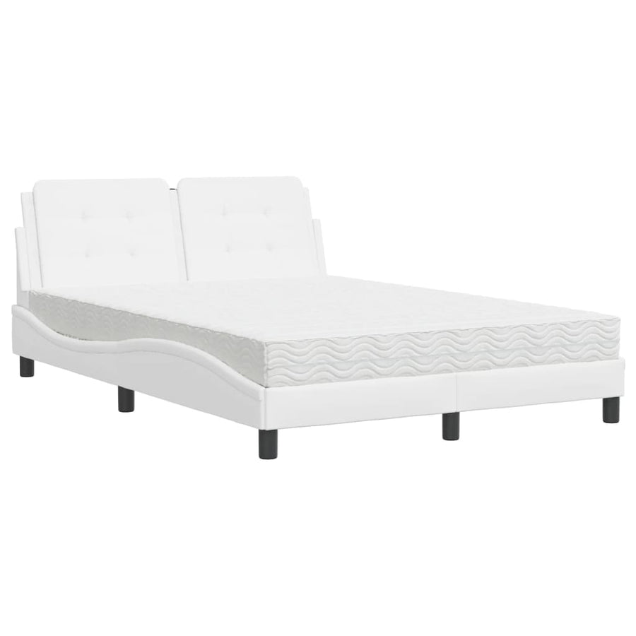 Bed met matras kunstleer wit 140x200 cm