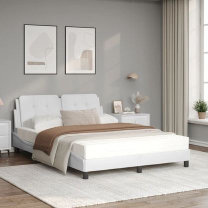 Bed met matras kunstleer wit 140x200 cm