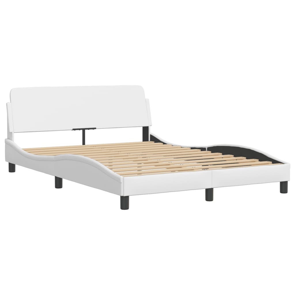 Bed met matras kunstleer wit 140x200 cm