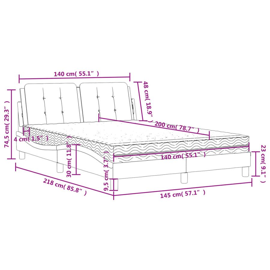 Bed met matras kunstleer wit 140x200 cm