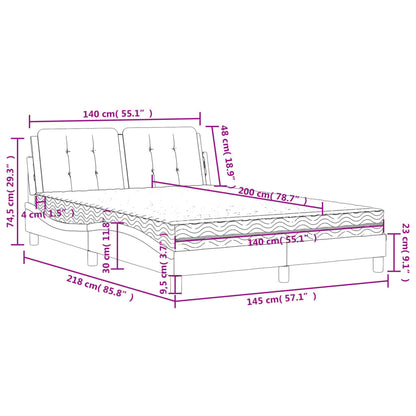 Bed met matras kunstleer grijs 140x200 cm