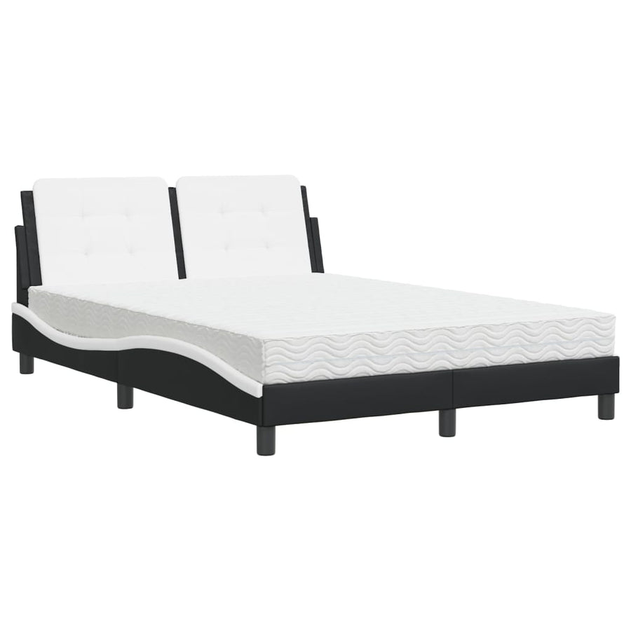 Bed met matras kunstleer zwart en wit 140x200 cm