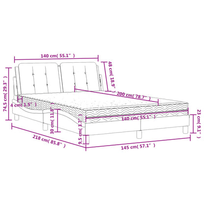 Bed met matras kunstleer zwart en wit 140x200 cm