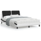 Bed met matras kunstleer wit en zwart 140x200 cm