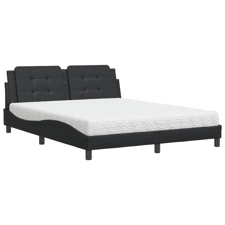 Bed met matras kunstleer zwart 160x200 cm