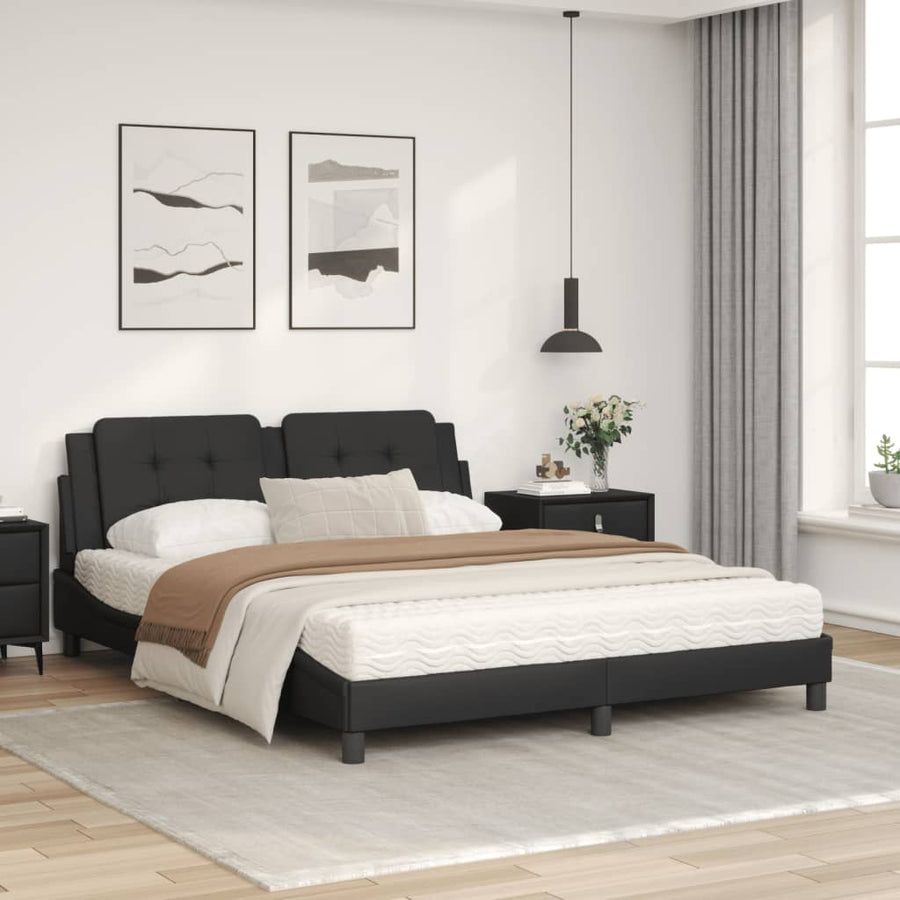 Bed met matras kunstleer zwart 160x200 cm