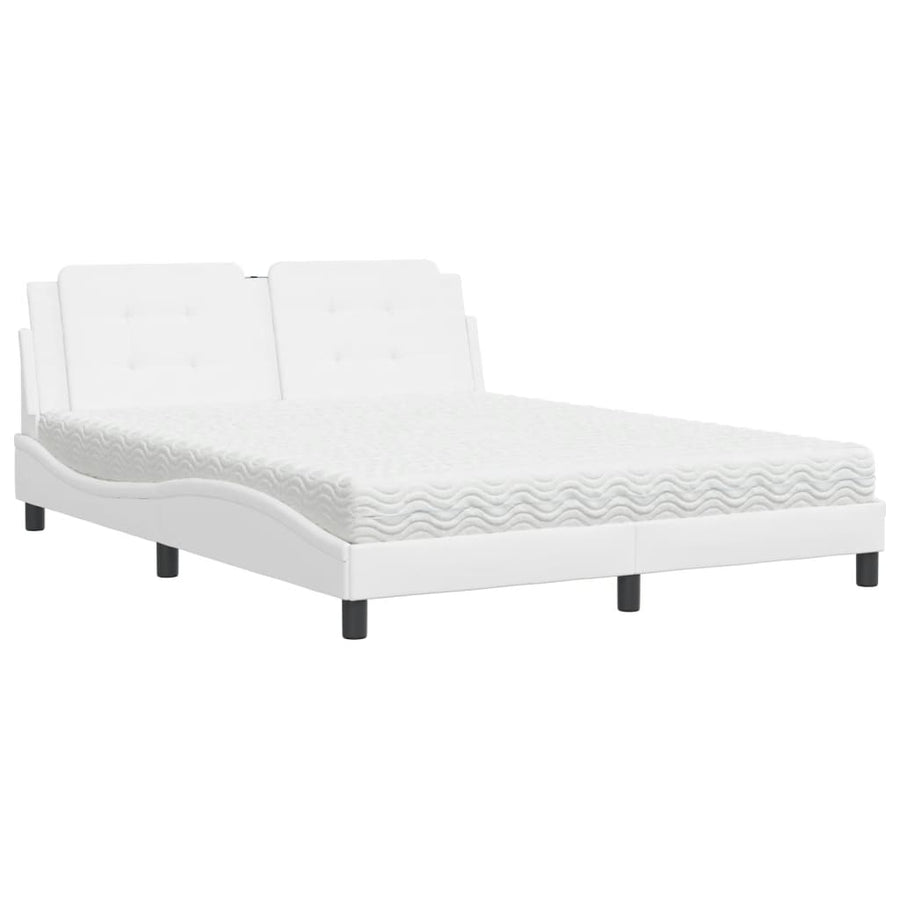 Bed met matras kunstleer wit 160x200 cm