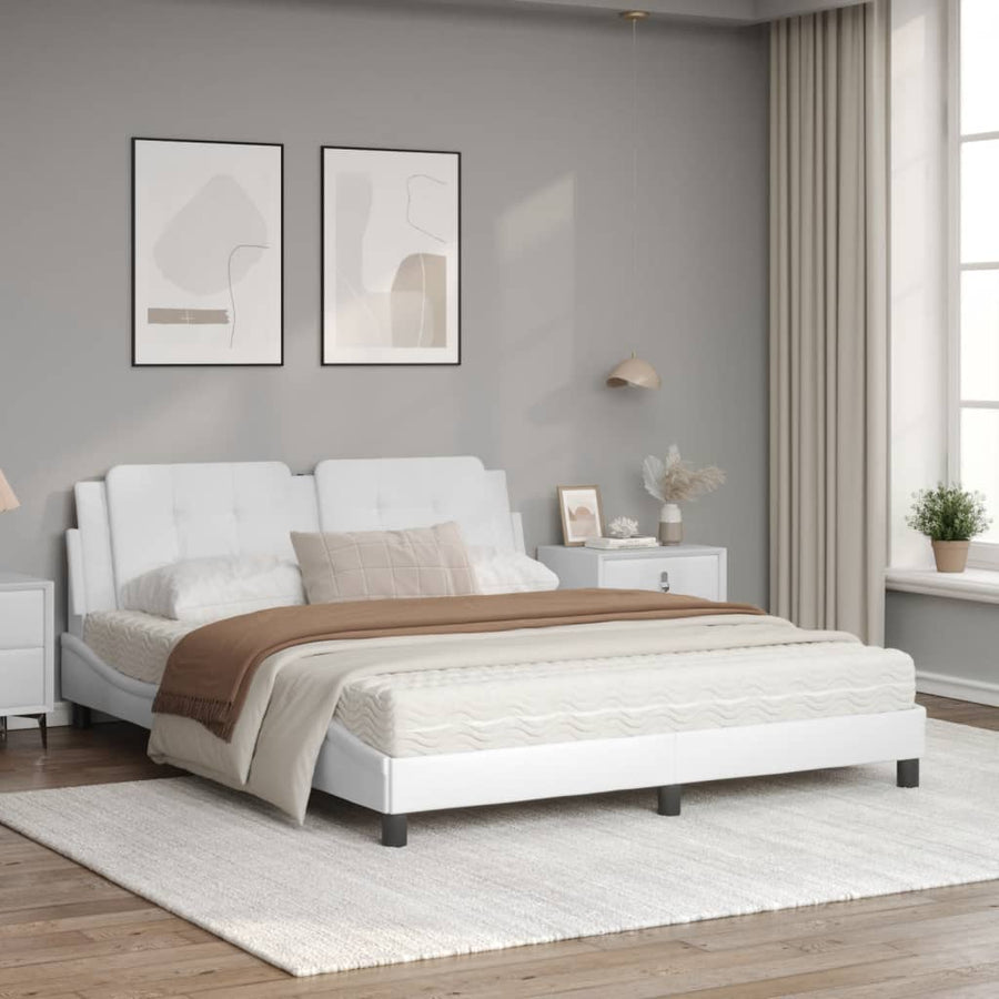 Bed met matras kunstleer wit 160x200 cm