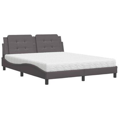 Bed met matras kunstleer grijs 160x200 cm