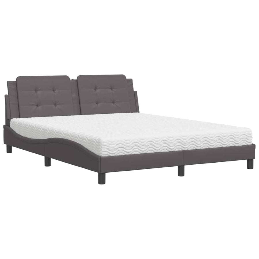 Bed met matras kunstleer grijs 160x200 cm