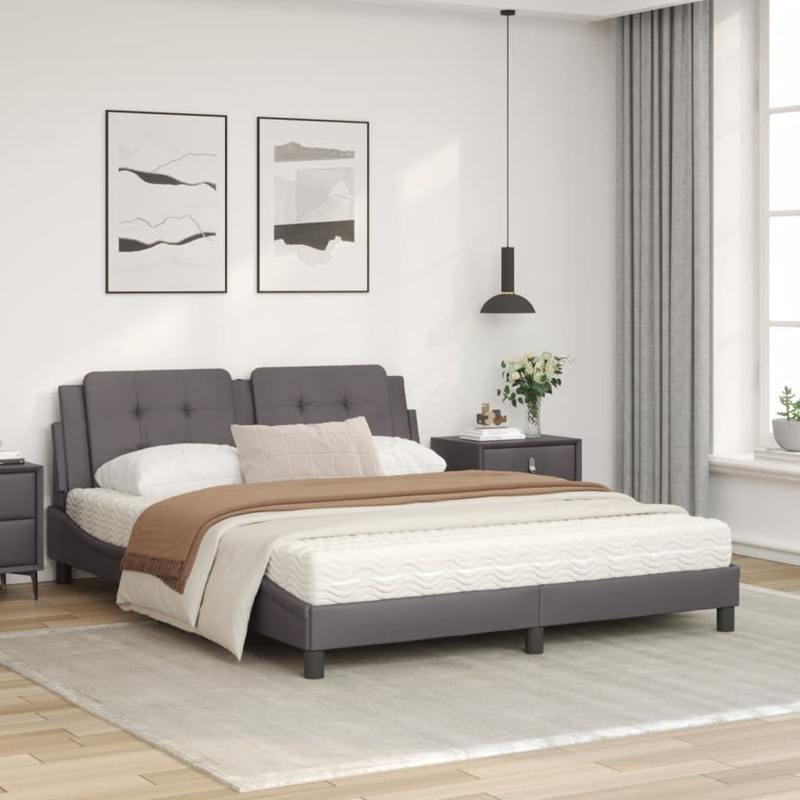 Bed met matras kunstleer grijs 160x200 cm