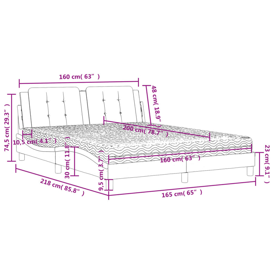 Bed met matras kunstleer cappuccinokleurig 160x200 cm