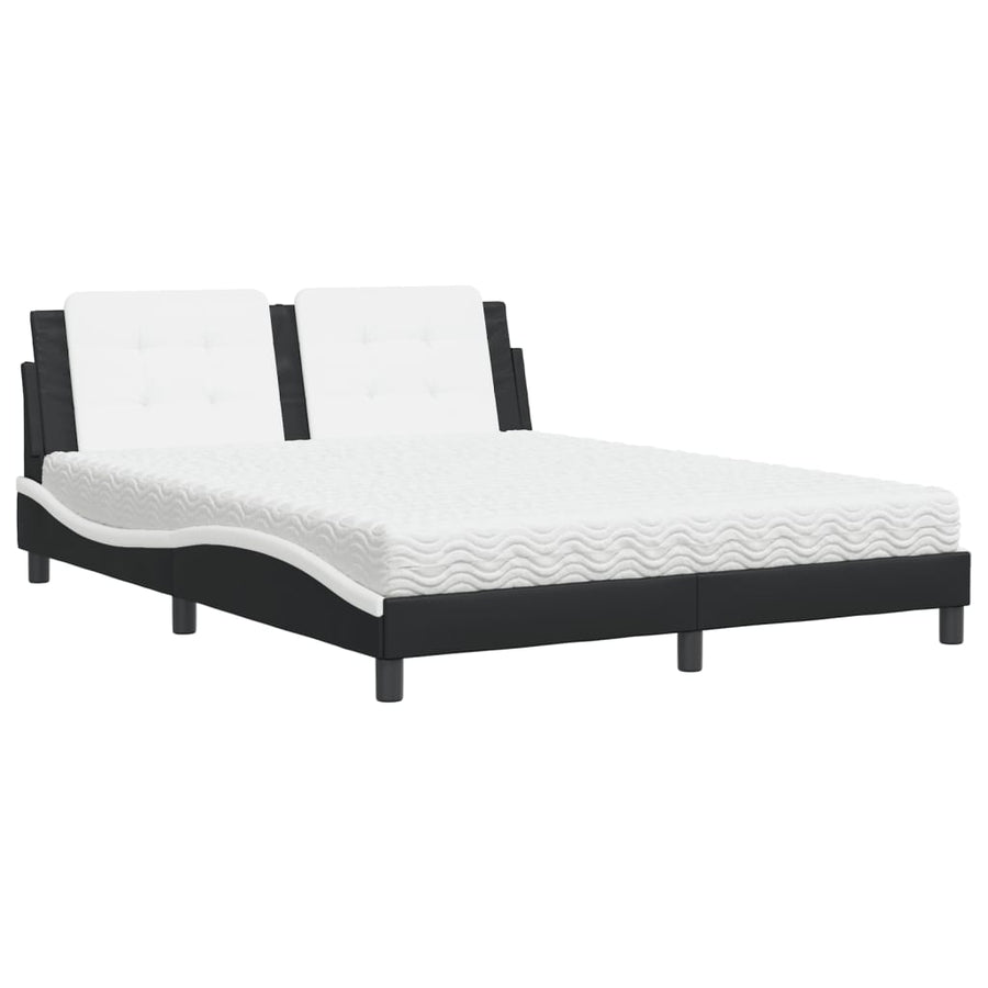 Bed met matras kunstleer zwart en wit 160x200 cm