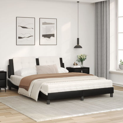 Bed met matras kunstleer zwart en wit 160x200 cm