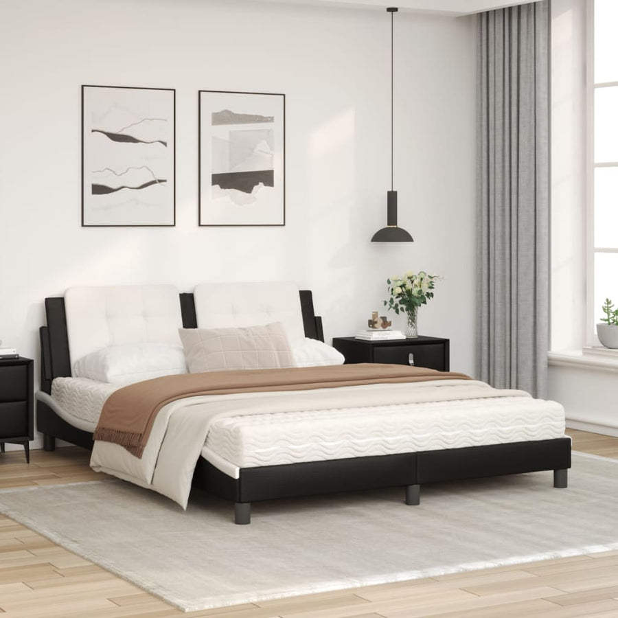 Bed met matras kunstleer zwart en wit 160x200 cm