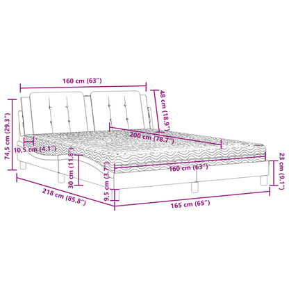 Bed Met Matras Kunstleer 160 x 200 cm Wit en zwart