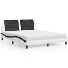 Bed with mattress "Zadar" faux leather white and black 160x200 cm