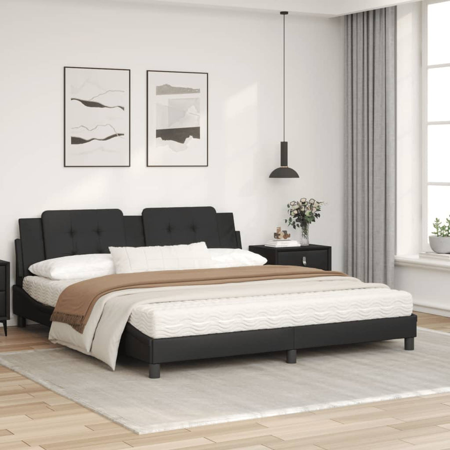 Bed met matras kunstleer zwart 180x200 cm