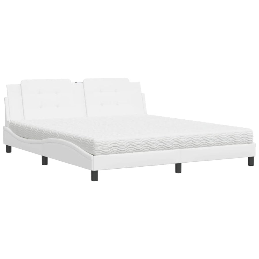 Bed met matras kunstleer wit 180x200 cm