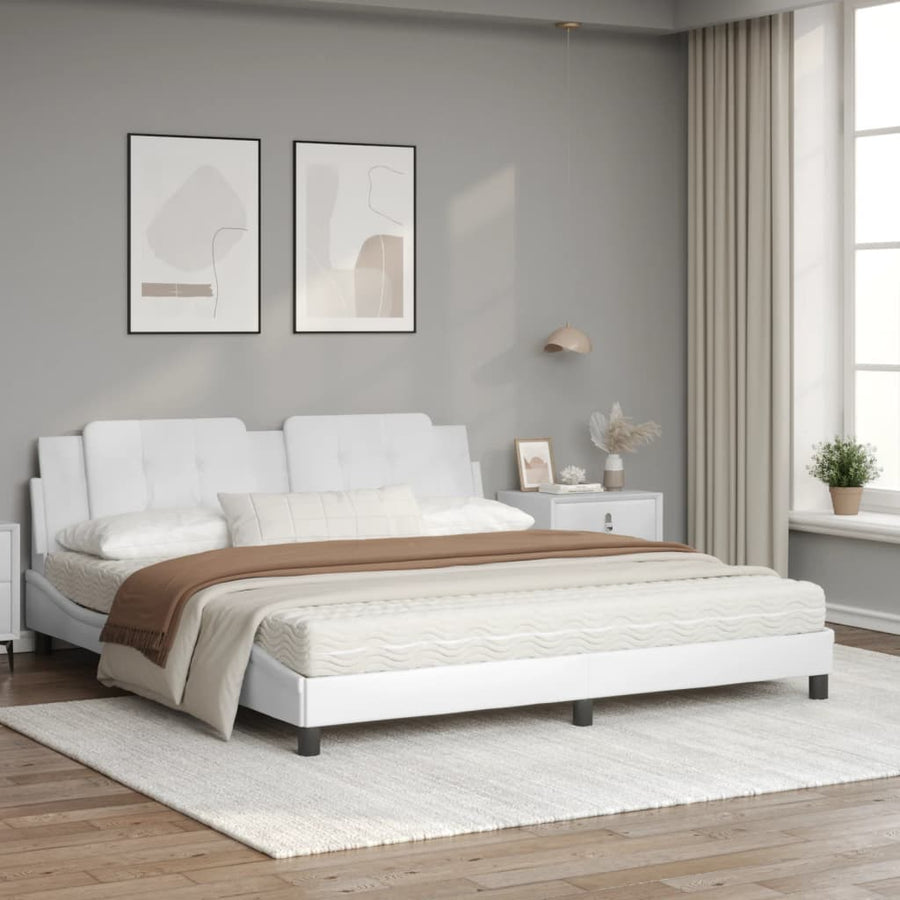 Bed met matras kunstleer wit 180x200 cm