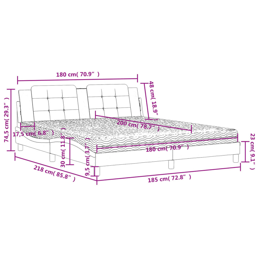 Bed met matras kunstleer wit 180x200 cm